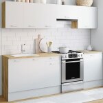 Idmarket cuisine compl�te 240 cm subtil avec plan de travail 7 �l�ments bois et blanc