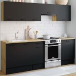Idmarket cuisine compl�te 240 cm subtil avec plan de travail 7 �l�ments bois et noir