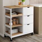 Idmarket desserte de cuisine muna 3 paniers + 1 plateau amovible blanc et effet h�tre l. 76 cm