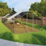 Idmarket enclos poulailler 30m� parc grillag� 10 x 3 m acier galvanis�