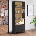 Idmarket etag�re biblioth�que 5 niveaux avec placard ester portes m�tal noir et plateau bois design industriel ...