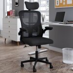 Idmarket fauteuil de bureau james ergonomique en toile respirante et appui - t�te avec roulettes noir ...