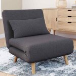 Idmarket fauteuil convertible romeo lit dappoint 1 place 80x190 cm tissu gris anthracite