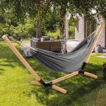 Idmarket hamac avec support bois et toile gris anthracite tahiti