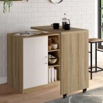 Idmarket ilot rotatif polo meuble de bar pivotant 2 en 1 imitation h�tre porte blanche