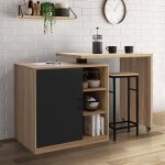 Idmarket ilot rotatif polo meuble de bar pivotant 2 en 1 imitation h�tre porte noire