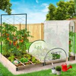 Idmarket kit complet 3 bacs modulables carr�s potager et serre � tomates + treillis + housse