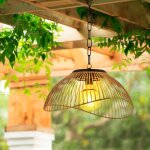 Idmarket lampe solaire ext�rieure sydney suspension en m�tal effet rotin