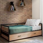 Idmarket lit banquette 90 x 190 cm detroit convertible 180 x 190 cm style industriel