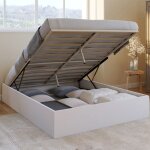 Idmarket lit coffre double sandside avec sommier 140 x 190 cm blanc