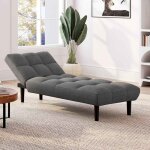 Idmarket m�ridienne clic clac salome capitonn�e 80 x 180 cm tissu gris anthracite