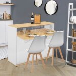Idmarket meuble de bar extensible en table � manger 2 personnes vito blanc et plateau bois