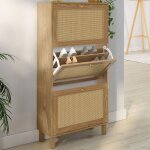 Idmarket meuble � chaussures 18 paires hanae 3 portes effet naturel cannage