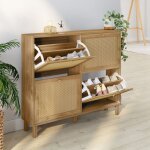 Idmarket meuble � chaussures 20 paires hanae 4 portes effet naturel cannage
