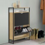 Idmarket meuble � chaussures 12 paires boston 2 portes noires avec �tag�re sup�rieure design industriel ...
