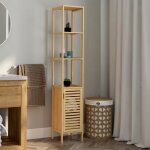 Idmarket meuble colonne salle de bain bambou bea 1 porte