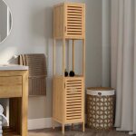 Idmarket meuble colonne salle de bain bambou bea 2 portes