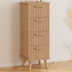 Idmarket meuble dappoint 4 tiroirs juliette 30 cm chiffonnier effet lattes tasseau bois coloris ch�ne ...