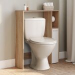 Idmarket meuble dessus wc wallis avec placard fa�on h�tre et blanc