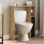 Idmarket meuble dessus wc wallis avec placard fa�on h�tre et noir