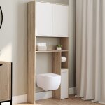 Idmarket meuble �tag�re dessus wc wallis bois fa�on h�tre et blanc