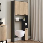 Idmarket meuble �tag�re dessus wc wallis noir et bois fa�on h�tre
