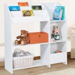 Idmarket meuble de rangement emma �tag�re jouets et biblioth�que enfant en bois blanc