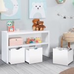 Idmarket meuble de rangement enfant mana en bois blanc 3 tiroirs cubes sur roulettes