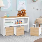 Idmarket meuble de rangement enfant mana en bois blanc et h�tre 3 tiroirs cubes sur roulettes