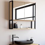 Idmarket meuble de rangement suspendu avec miroir pour salle de bain detroit design industriel