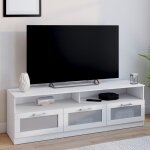 Idmarket meuble tv 140 cm vito portes givr�es blanc