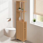 Idmarket meuble wc 2 portes bambou bea avec �tag�res