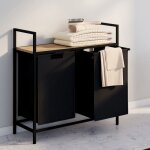 Idmarket panier � linge 2 bacs detroit tissu noir design industriel