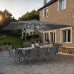 Idmarket parasol d�port� inclinable rotatif 360 calvi led gris 3x4 m avec housse