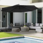 Idmarket parasol d�port� rotatif 360 ajaccio gris d. 35m avec 4 dalles et housse