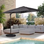 Idmarket parasol d�port� inclinable rotatif 360 calvi gris 3x3 m avec 4 dalles et housse