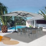 Idmarket parasol d�port� inclinable rotatif 360 calvi gris clair 3x4 m avec housse