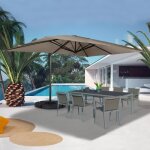 Idmarket parasol d�port� inclinable rotatif 360 calvi taupe 3x4 m avec 4 dalles et housse