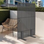 Idmarket paravent ext�rieur ajour� claustra d�coratif 80 x 150 cm persiennes verticales m�tal gris anthracite ...