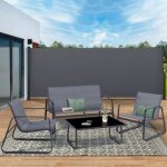 Idmarket paravent ext�rieur r�tractable 160 x 500 cm gris anthracite store lat�ral
