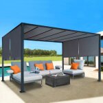 Idmarket pergola coulissante 2 pans 3x4 m belv�d�re de jardin toile gris anthracite