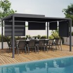 Idmarket pergola bioclimatique lames orientables acier 3x4 m et 4 stores gris anthracite