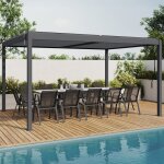 Idmarket pergola bioclimatique lames orientables acier 3x4 m gris anthracite