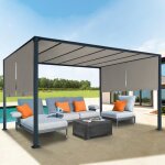 Idmarket pergola coulissante 2 pans 3x4 m belv�d�re de jardin toile taupe