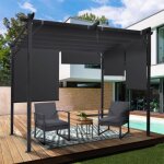 Idmarket pergola �dition sp�ciale toit r�tractable 3x3 m et 4 stores gris anthracite