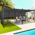 Idmarket pergola �dition sp�ciale toit r�tractable 3x6 m et 6 stores gris anthracite