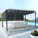 Idmarket pergola �dition luxe lames orientables 3x4 m et 4 stores gris anthracite