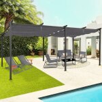 Idmarket pergola toit r�tractable 4 pieds 3x6 m tonnelle gris anthracite