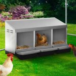 Idmarket pondoir pour poules 3 emplacements nichoir en m�tal avec fond