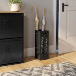 Idmarket porte parapluie flower carr� en acier noir hauteur 45 cm